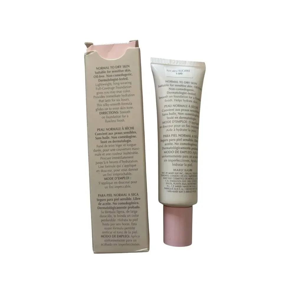 MARY KAY Ivory 100 Medium Coverage Foundation NIB Full Size for fair skin tones